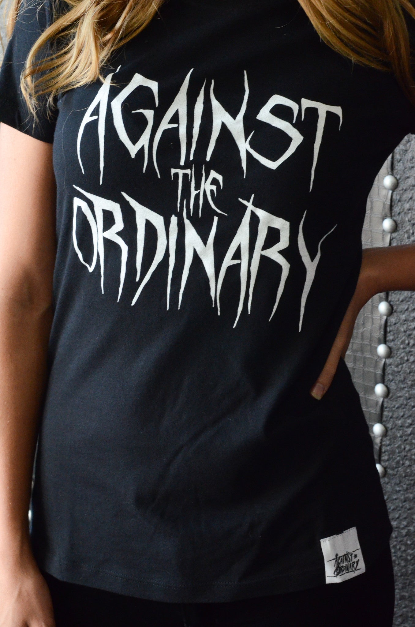 Against the Ordinary Print Short Sleeve Women's Tee with METAL Design