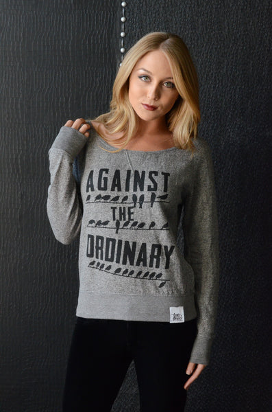 "Birds" Women's Wide Neck Scoop Neck Fleece Shirt