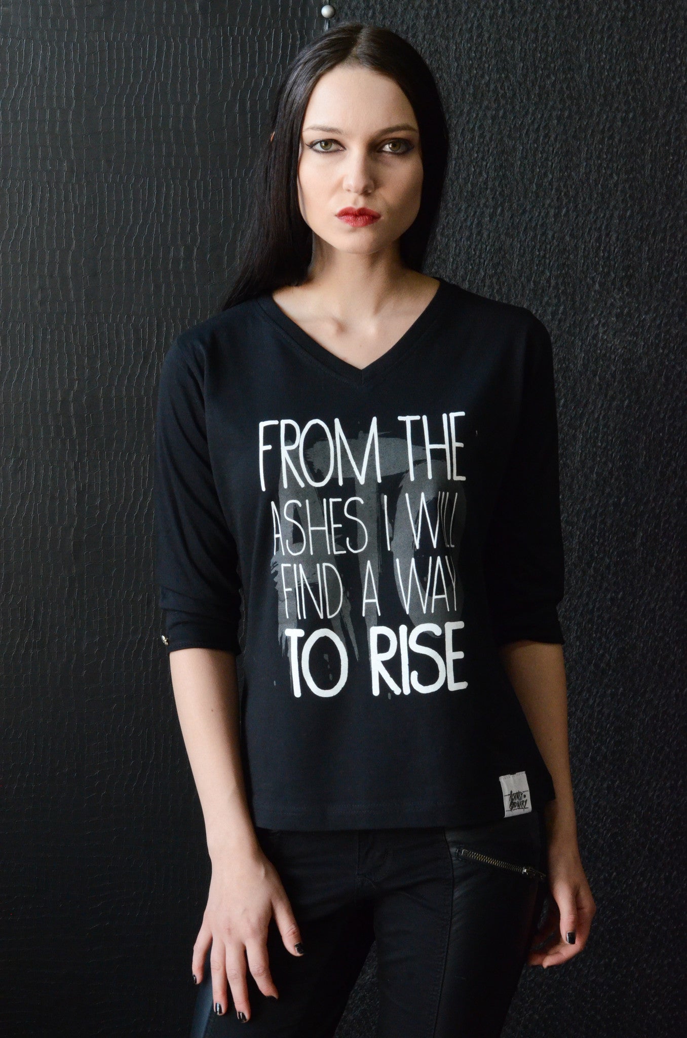 "FROM THE ASHES" Women's Deep Scoop Neck 3/4" Sleeve Tee