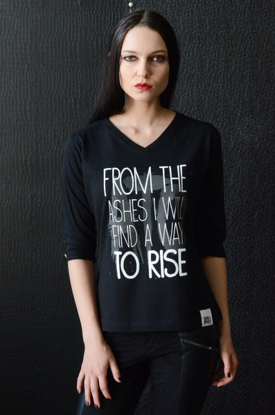 "FROM THE ASHES" Women's Deep Scoop Neck 3/4" Sleeve Tee