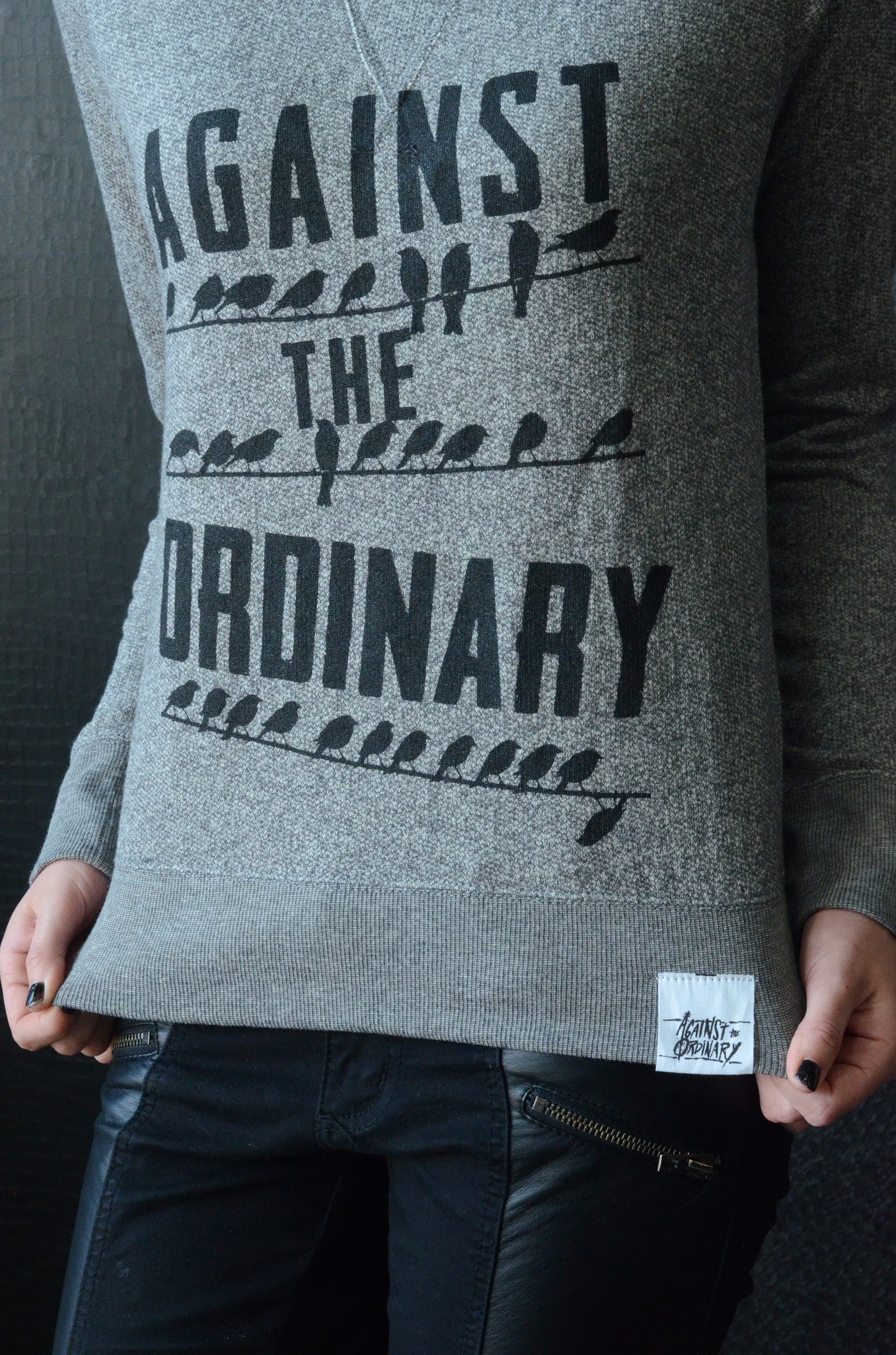 "Birds" Women's Wide Neck Scoop Neck Fleece Shirt